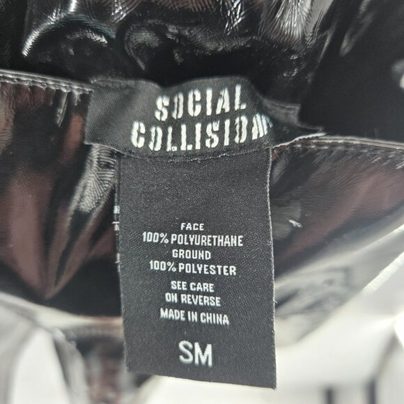 Social Collision Black Faux Leather Alt Goth Suspender Mini Skirt Small - Picture 7 of 10